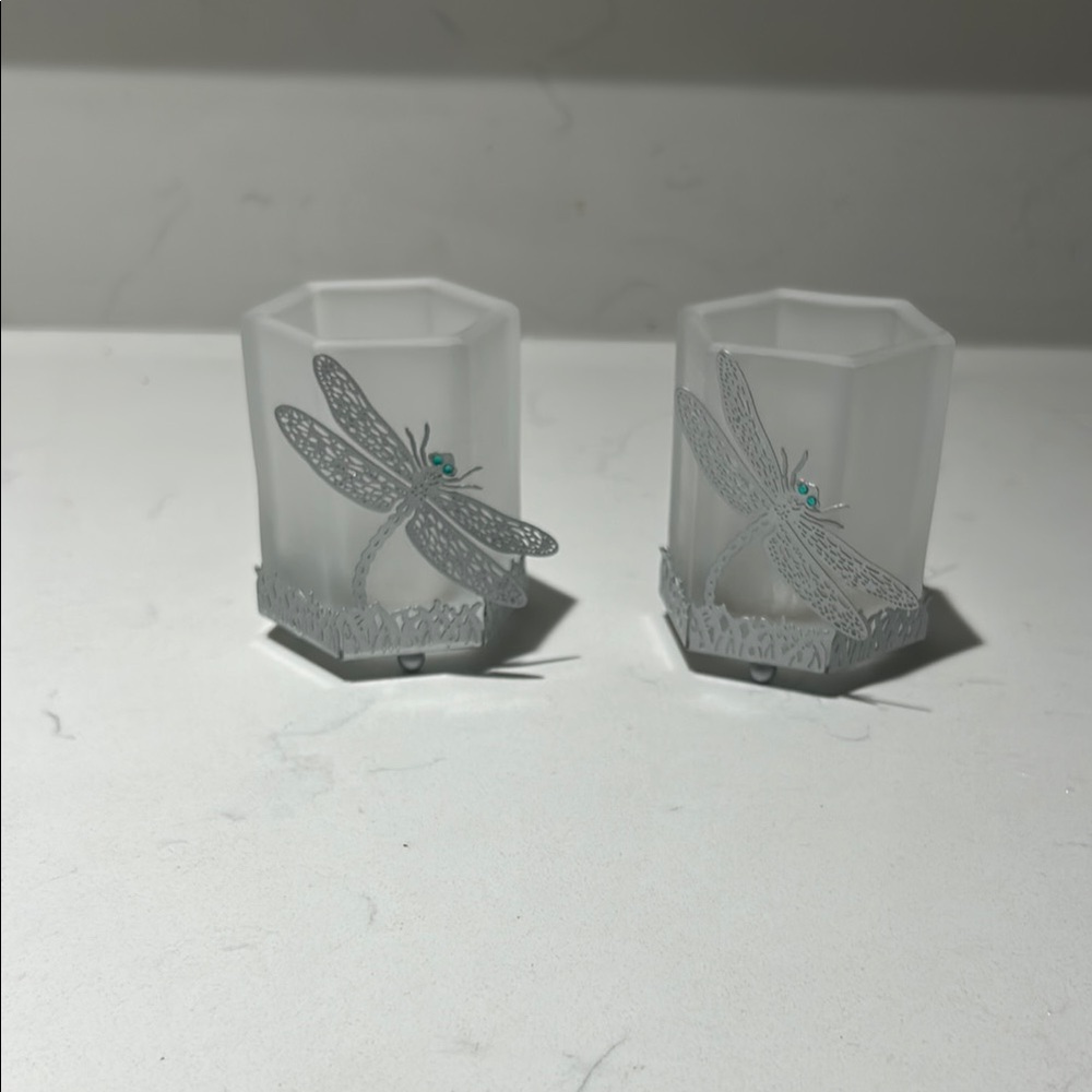 Frosted Glass Dragonfly Votive Candle Holders - Picture 1 of 5